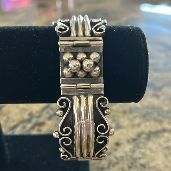 Mexico 925 Sterling silver art deco hinged bracelet - Picture 1 of 12